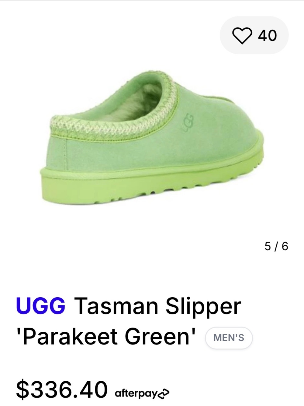 UGG Tasman Slip-On Slipper in Parakeet Green